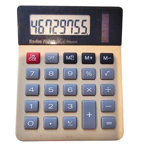 Radio Shack Dual Power Calculator EC-2031 Solar AA Battery Beige Black Vintage